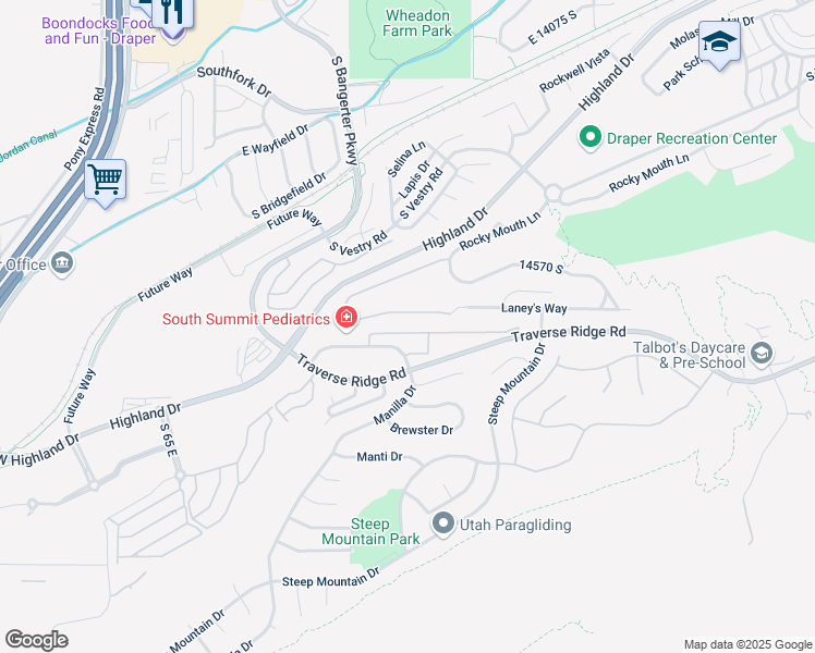 map of restaurants, bars, coffee shops, grocery stores, and more near 409 Haven Crest Road in Draper