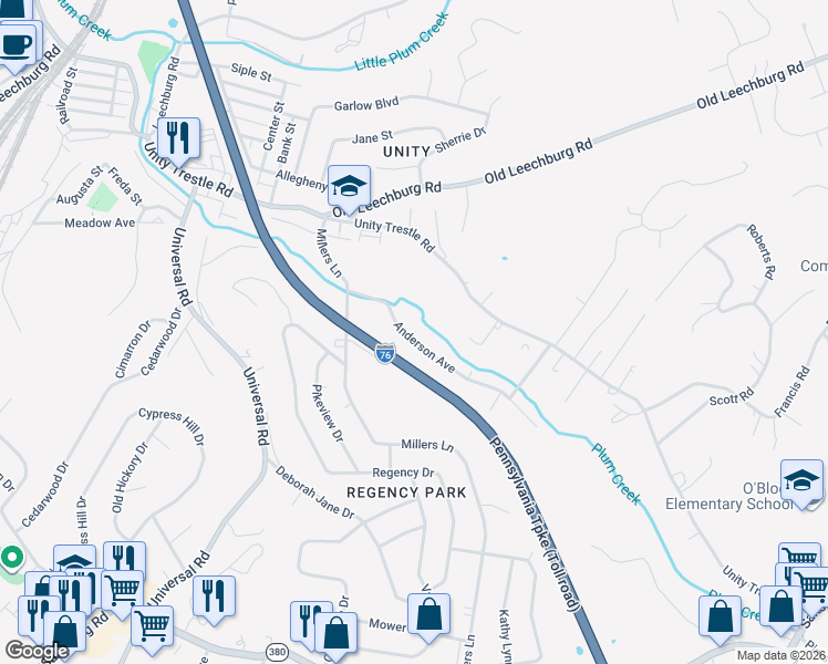 map of restaurants, bars, coffee shops, grocery stores, and more near 537 Anderson Avenue in Pittsburgh