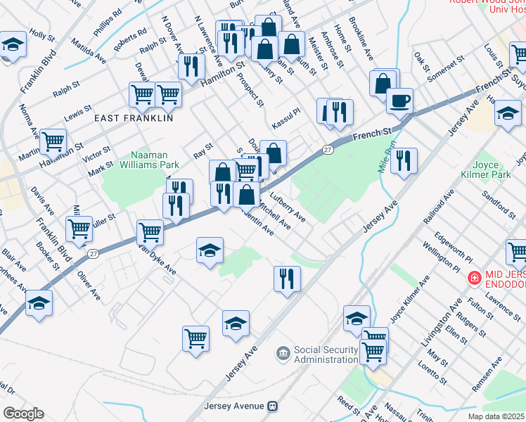 map of restaurants, bars, coffee shops, grocery stores, and more near in 
