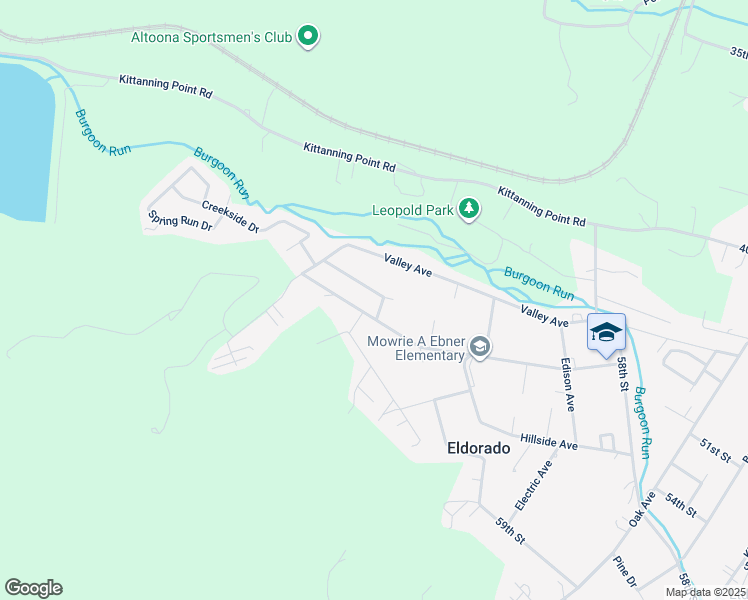 map of restaurants, bars, coffee shops, grocery stores, and more near 1001 Woodland Avenue in Altoona