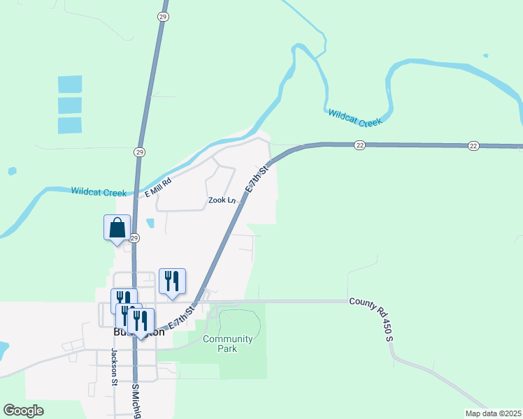 map of restaurants, bars, coffee shops, grocery stores, and more near 605 East 7th Street in Burlington