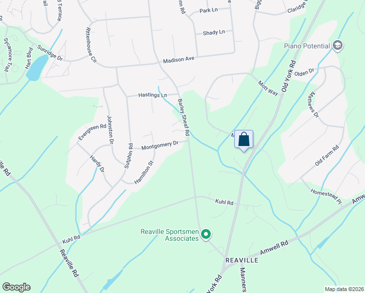 map of restaurants, bars, coffee shops, grocery stores, and more near 15 Montgomery Drive in Flemington