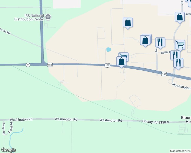map of restaurants, bars, coffee shops, grocery stores, and more near 916 Avalon Way in Bloomington