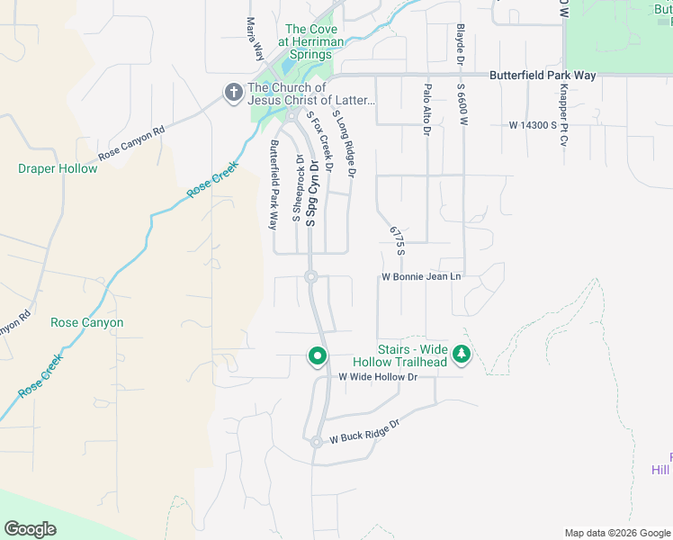 map of restaurants, bars, coffee shops, grocery stores, and more near 6856 West Windy Ridge Drive in Herriman
