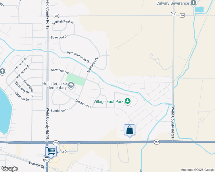 map of restaurants, bars, coffee shops, grocery stores, and more near 692 Shoshone Court in Windsor
