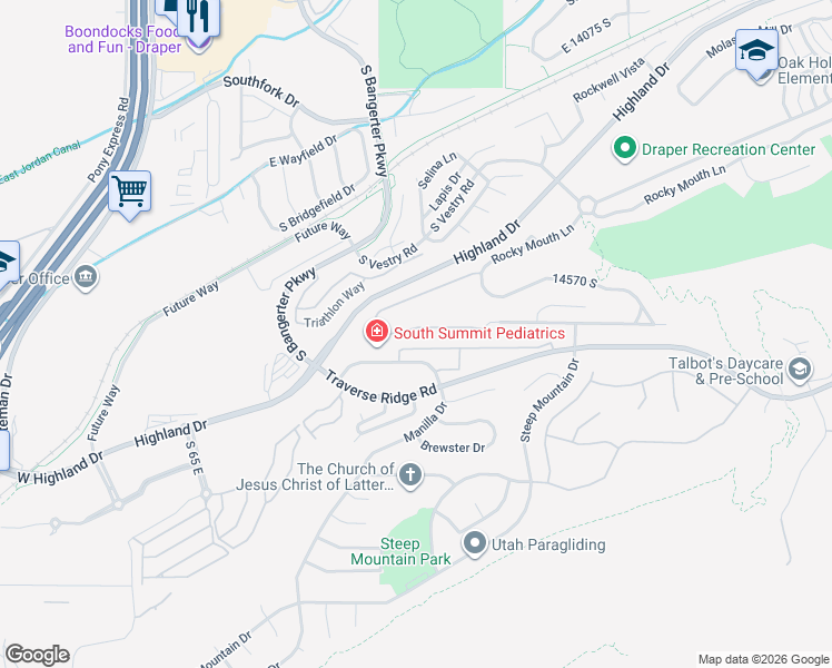 map of restaurants, bars, coffee shops, grocery stores, and more near 351 Haven Crest Road in Draper