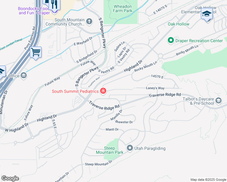 map of restaurants, bars, coffee shops, grocery stores, and more near 351 Haven Crest Road in Draper