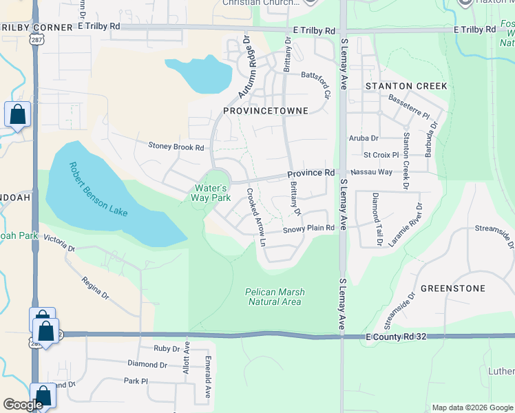 map of restaurants, bars, coffee shops, grocery stores, and more near 7138 Crooked Arrow Lane in Fort Collins