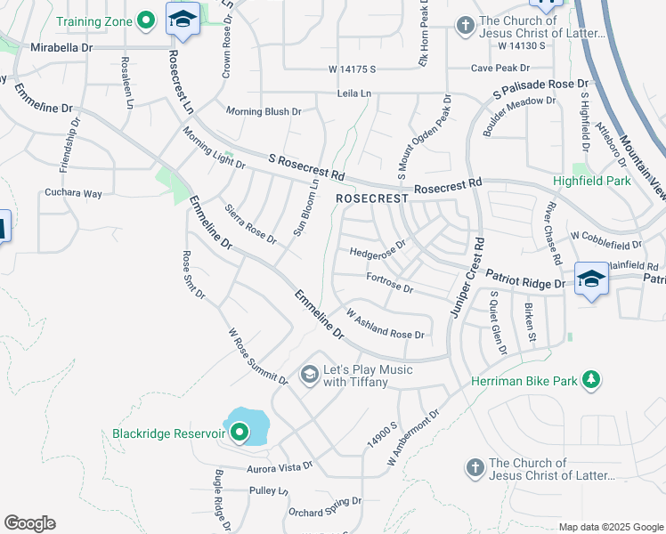 map of restaurants, bars, coffee shops, grocery stores, and more near 14584 Edgemere Drive in Herriman