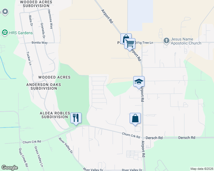 map of restaurants, bars, coffee shops, grocery stores, and more near 10 Hole in 1 Drive in Redding