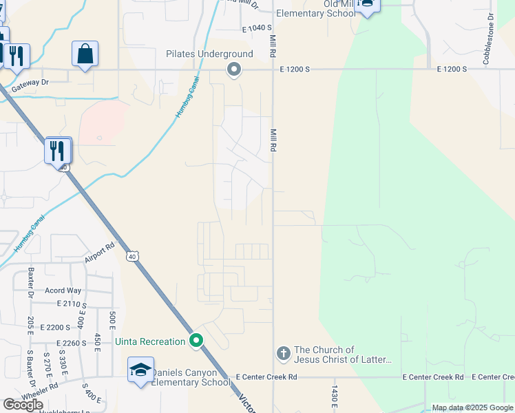 map of restaurants, bars, coffee shops, grocery stores, and more near 1725 1200 East Street in Heber City