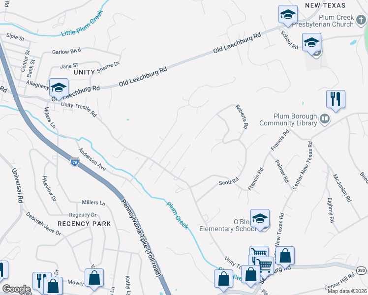 map of restaurants, bars, coffee shops, grocery stores, and more near 126 Leroy Street in Pittsburgh
