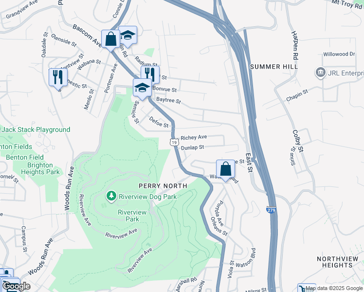 map of restaurants, bars, coffee shops, grocery stores, and more near 3708 Perrysville Avenue in Pittsburgh