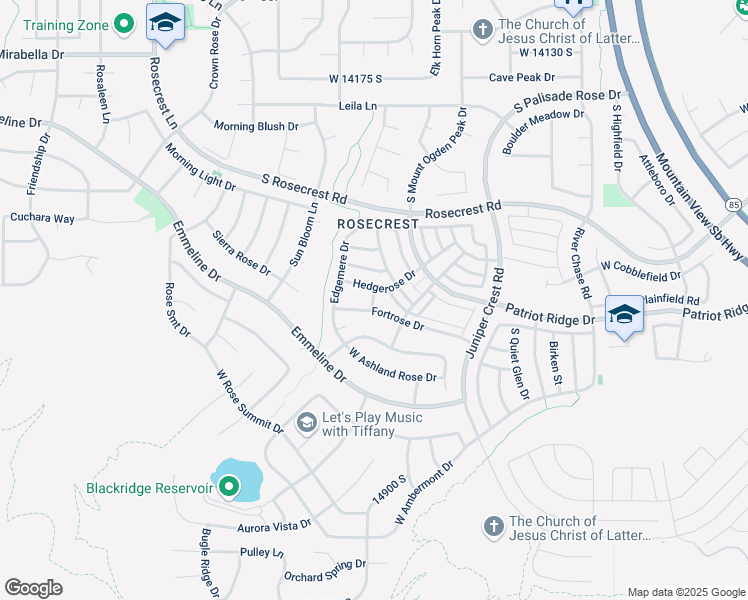 map of restaurants, bars, coffee shops, grocery stores, and more near 14584 Heatherly Lane in Herriman