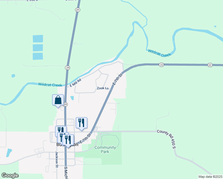 map of restaurants, bars, coffee shops, grocery stores, and more near 605 East 7th Street in Burlington