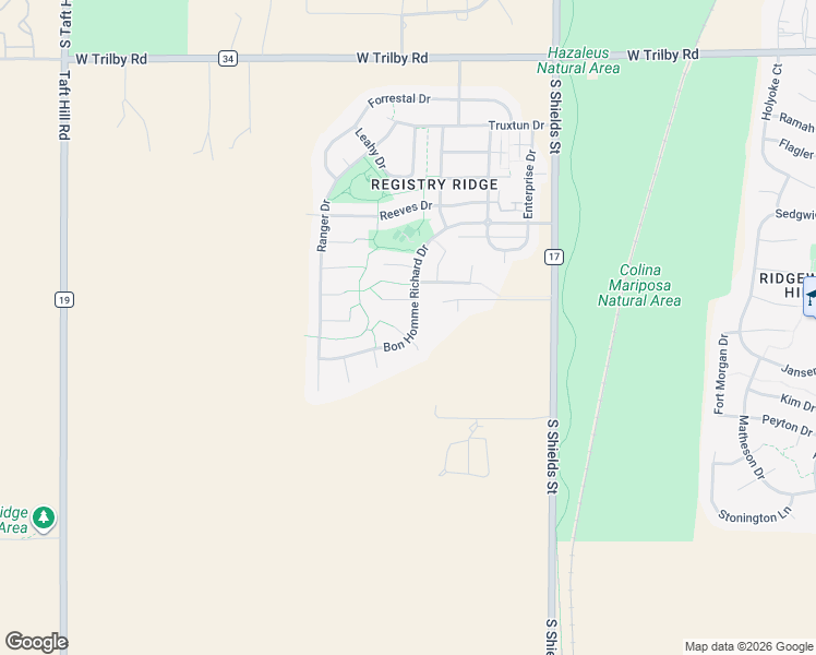 map of restaurants, bars, coffee shops, grocery stores, and more near 7120 Pruitt Court in Fort Collins