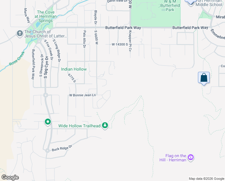 map of restaurants, bars, coffee shops, grocery stores, and more near 6435 West 14300 South in Herriman