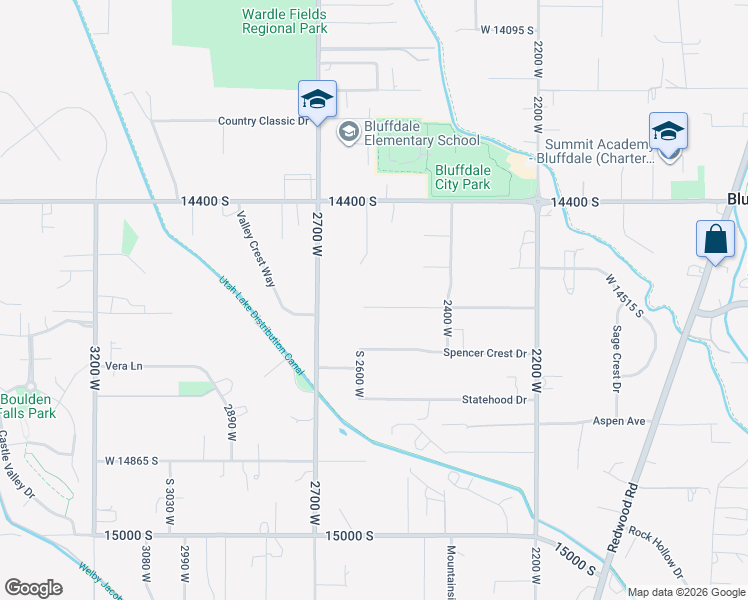 map of restaurants, bars, coffee shops, grocery stores, and more near 2588 Perschon Circle in Riverton