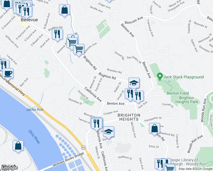 map of restaurants, bars, coffee shops, grocery stores, and more near 3945 Mcclure Avenue in Pittsburgh