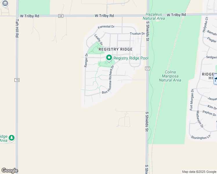map of restaurants, bars, coffee shops, grocery stores, and more near 7120 Pruitt Ct in Fort Collins