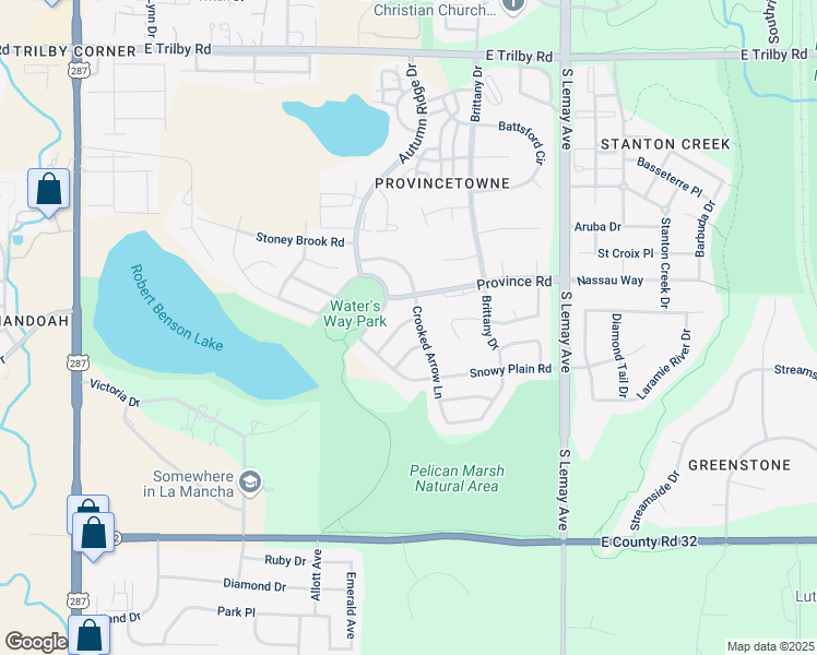 map of restaurants, bars, coffee shops, grocery stores, and more near 7115 Shadow Ridge Drive in Fort Collins