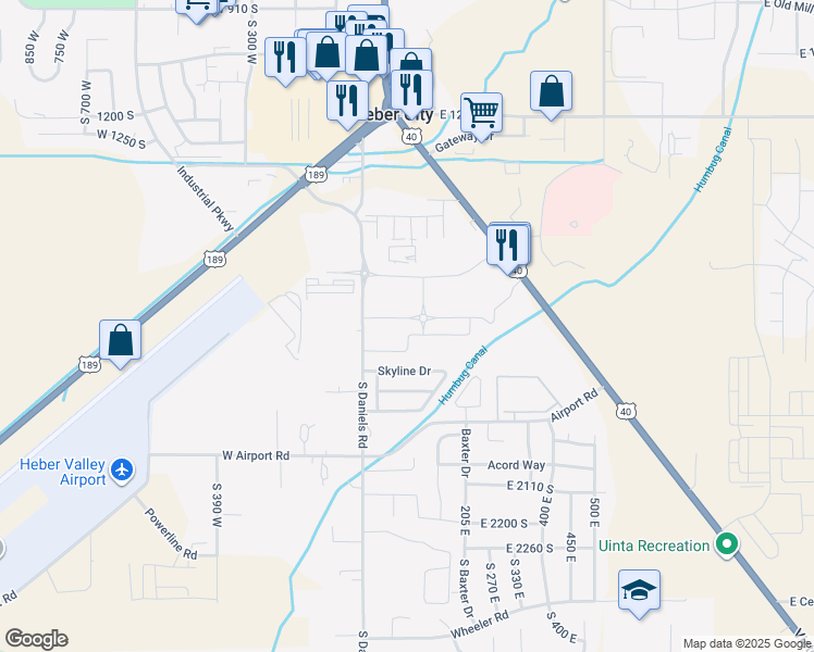 map of restaurants, bars, coffee shops, grocery stores, and more near 144 East Turner Mill Road in Heber City