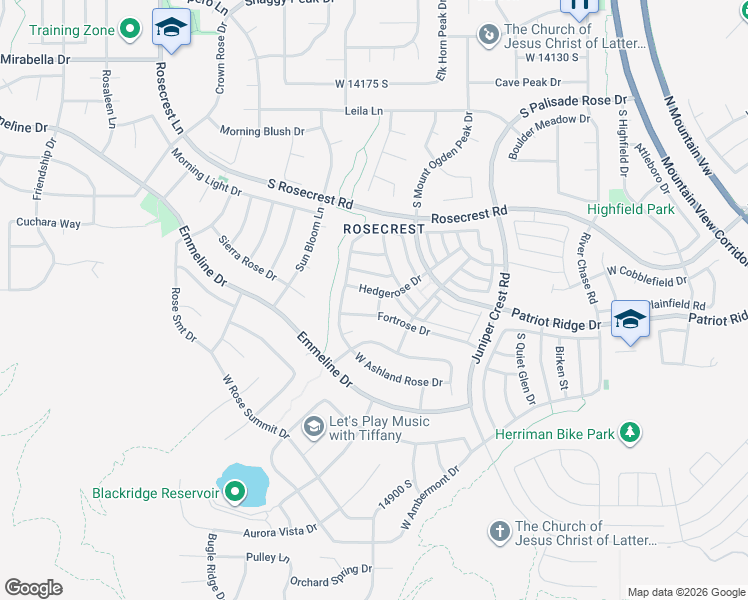 map of restaurants, bars, coffee shops, grocery stores, and more near 5227 Hedgerose Drive in Herriman