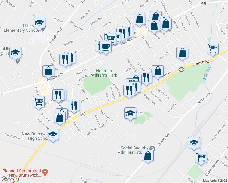 map of restaurants, bars, coffee shops, grocery stores, and more near 29 Matilda Avenue in Franklin Township