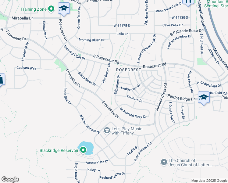 map of restaurants, bars, coffee shops, grocery stores, and more near 14574 Edgemere Drive in Herriman