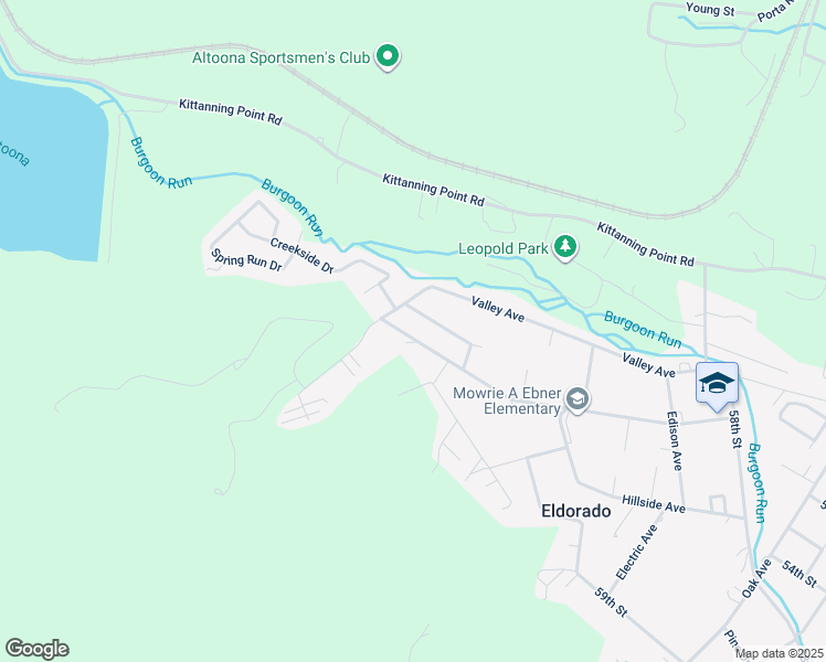map of restaurants, bars, coffee shops, grocery stores, and more near 1001-1009 Woodland Ave in Altoona