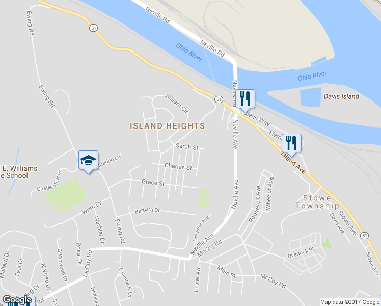 map of restaurants, bars, coffee shops, grocery stores, and more near 126 Euclid Avenue in McKees Rocks