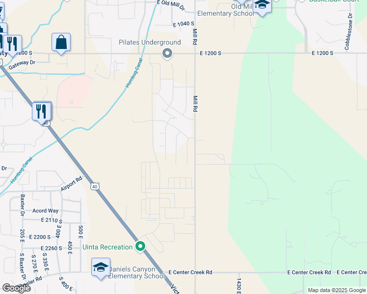 map of restaurants, bars, coffee shops, grocery stores, and more near 1712 South 1160 East in Heber City