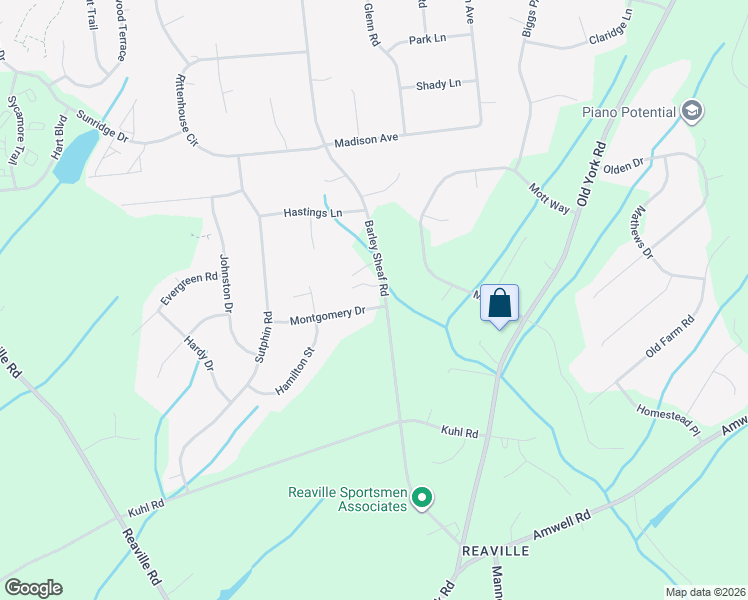 map of restaurants, bars, coffee shops, grocery stores, and more near 15 Montgomery Drive in Flemington