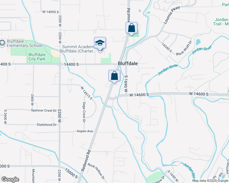 map of restaurants, bars, coffee shops, grocery stores, and more near 14643 1700 West in Riverton