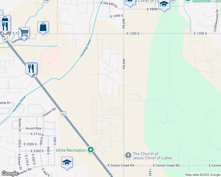map of restaurants, bars, coffee shops, grocery stores, and more near 1704 South 1110 East in Heber City