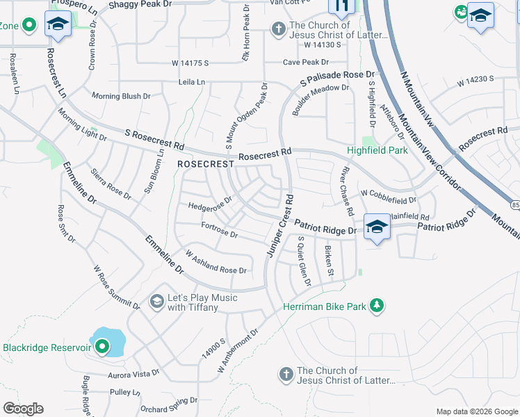 map of restaurants, bars, coffee shops, grocery stores, and more near 5059 West Red Shale Road in Herriman