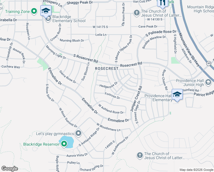 map of restaurants, bars, coffee shops, grocery stores, and more near 5227 Hedgerose Drive in Herriman
