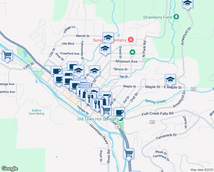 map of restaurants, bars, coffee shops, grocery stores, and more near 532 Pine Street in Steamboat Springs