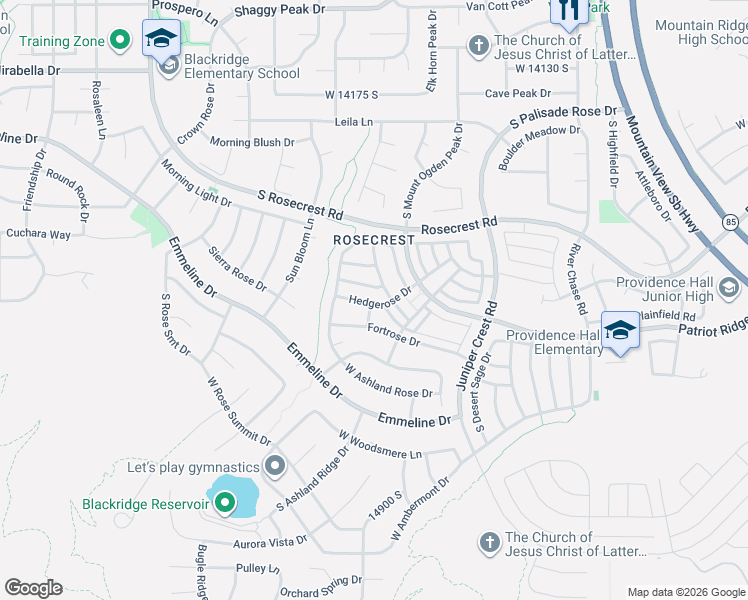 map of restaurants, bars, coffee shops, grocery stores, and more near 5194 Hedgerose Drive in Herriman