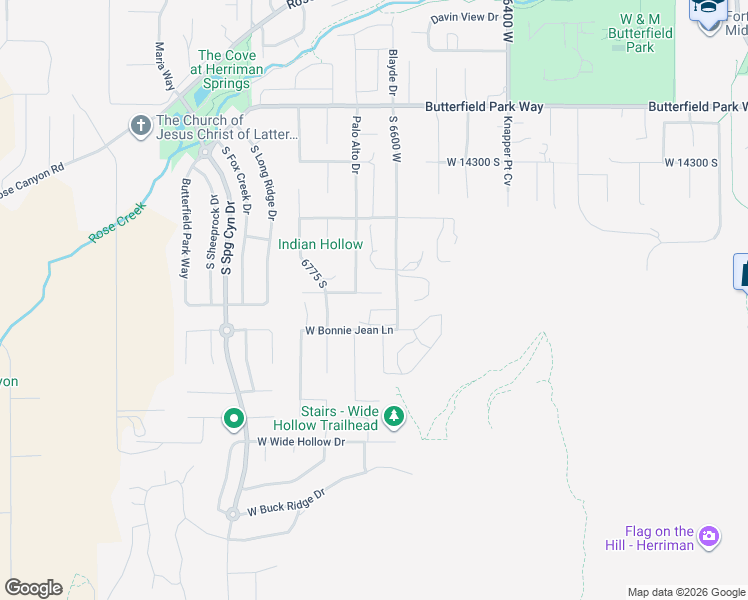 map of restaurants, bars, coffee shops, grocery stores, and more near 6643 West Rosarita Court in Herriman