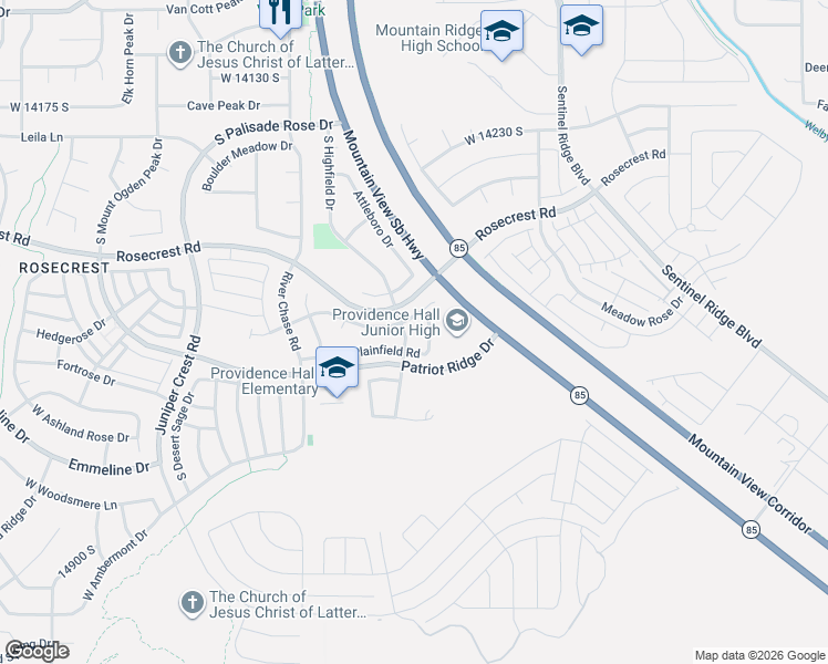 map of restaurants, bars, coffee shops, grocery stores, and more near 4672 Plainfield Road in Herriman