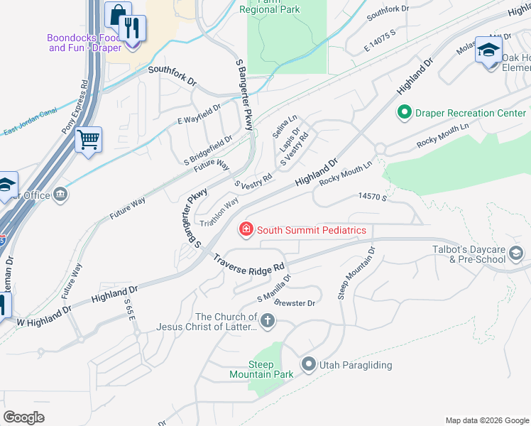 map of restaurants, bars, coffee shops, grocery stores, and more near 351 Haven Crest Road in Draper