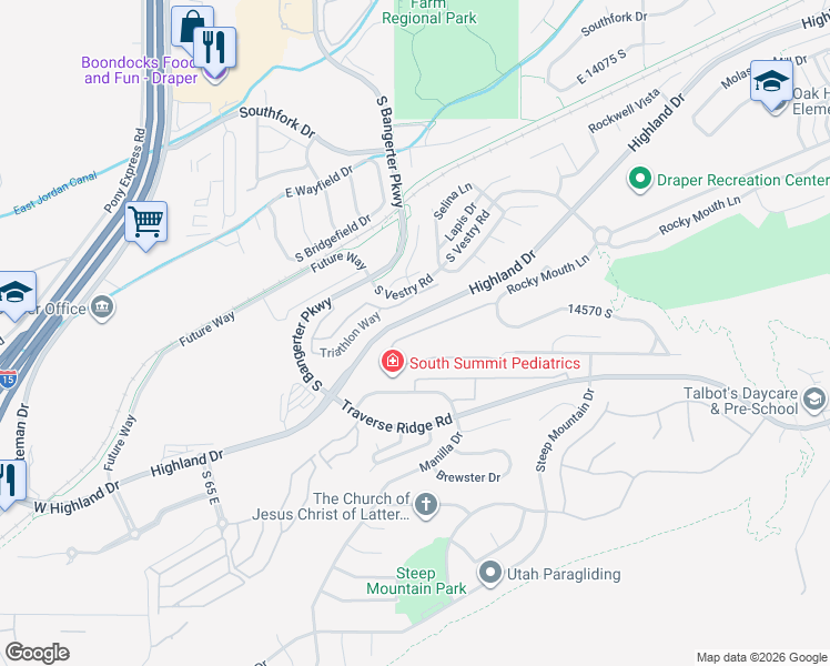 map of restaurants, bars, coffee shops, grocery stores, and more near 351 Haven Crest Road in Draper