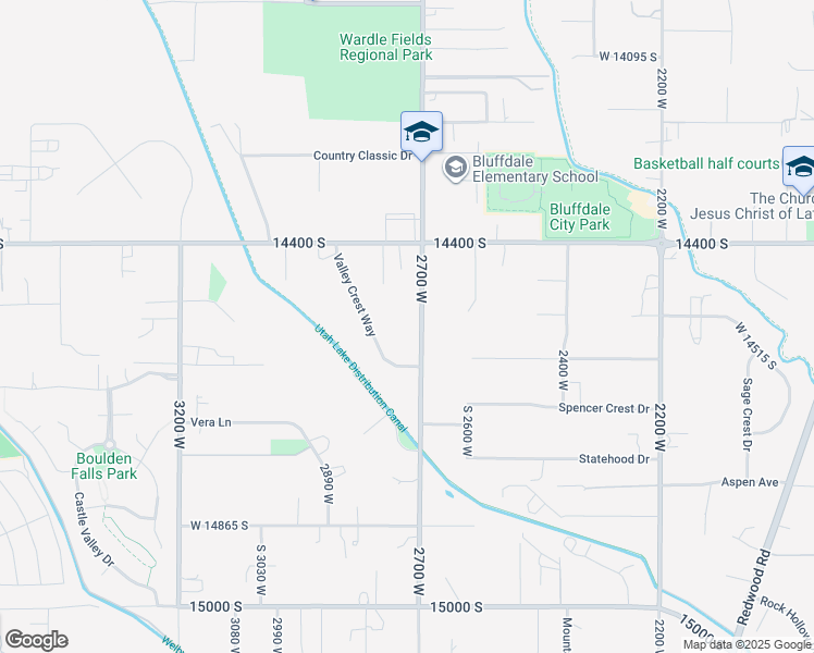 map of restaurants, bars, coffee shops, grocery stores, and more near 14534 South 2700 West in Bluffdale