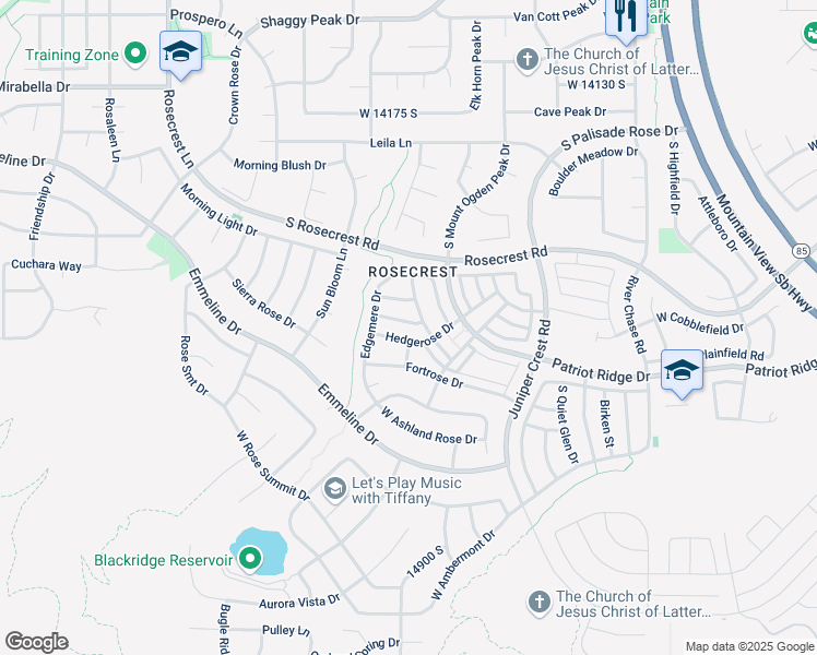 map of restaurants, bars, coffee shops, grocery stores, and more near 5227 Hedgerose Drive in Herriman