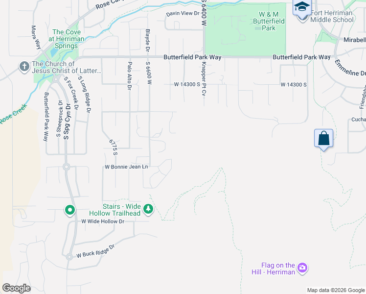map of restaurants, bars, coffee shops, grocery stores, and more near 6435 West 14300 South in Herriman