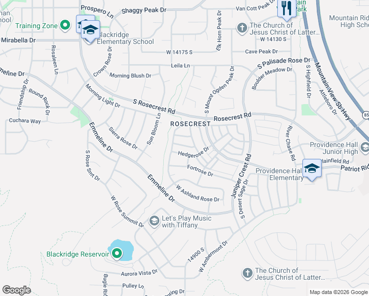 map of restaurants, bars, coffee shops, grocery stores, and more near 5223 West Armada Way in Herriman