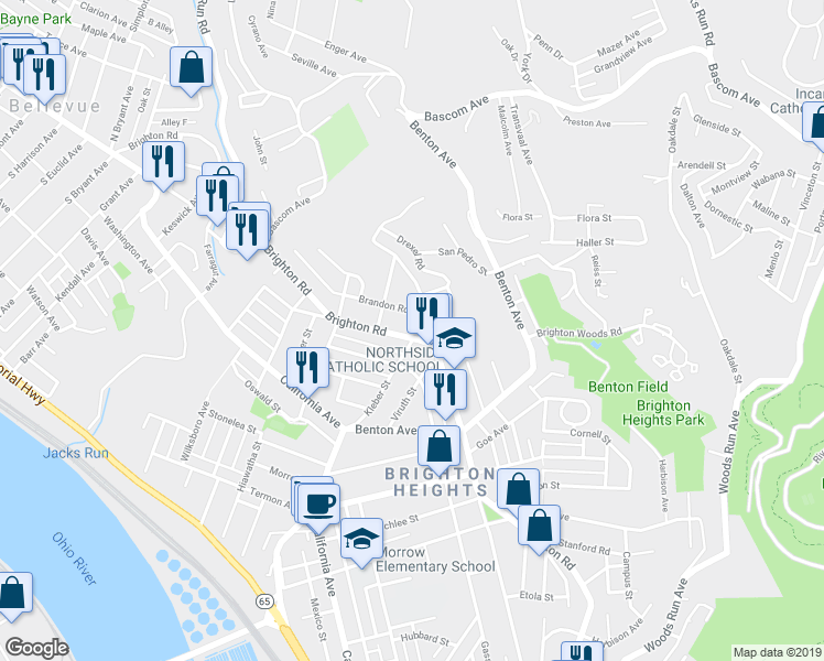 map of restaurants, bars, coffee shops, grocery stores, and more near 3926 Brandon Road in Pittsburgh
