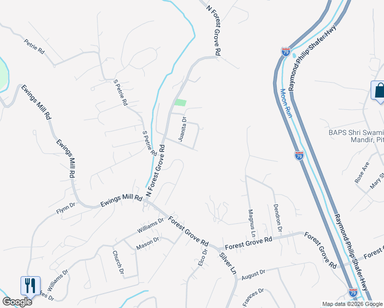 map of restaurants, bars, coffee shops, grocery stores, and more near 1111 Zenobia Drive in Coraopolis