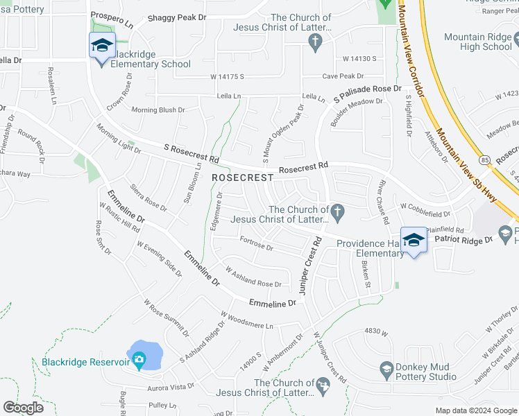 map of restaurants, bars, coffee shops, grocery stores, and more near 14526 Windom Road in Herriman